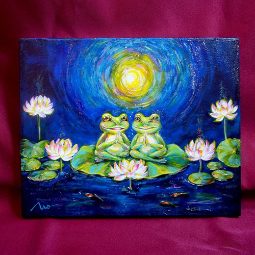 ◉一点物・再販不可】【カエルの絵】F3 かえるの絵 カエル 蛙