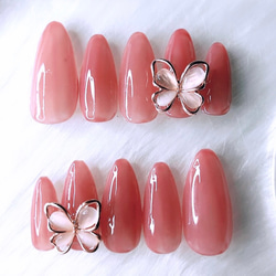 No.89 ハートミラー×ニュアンスホワイト ネイルチップ 韓国 短め