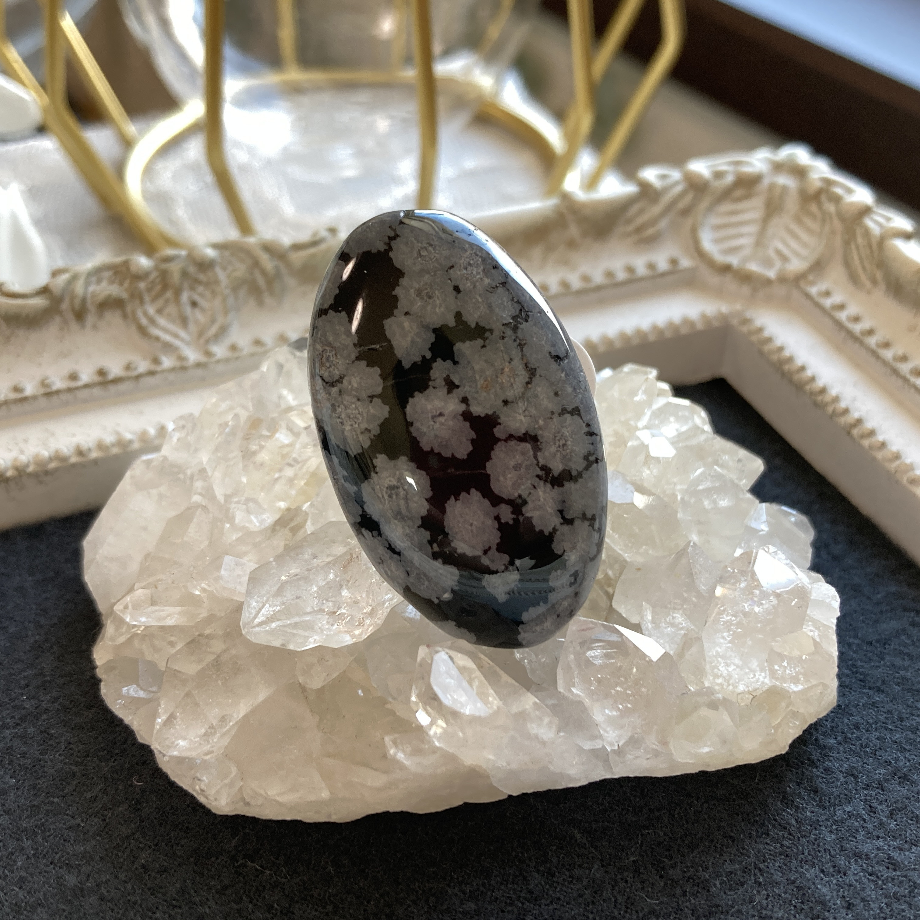 スノーフレークオブシディアン 天然石ルース B 天然石