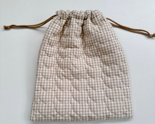 入園入学4点セット ハートキルティング ベージュ お着替え袋M 入園