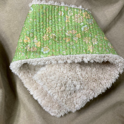 ミニマフラー ヴィンテージサリーキルトｘファー 　飾りピン付き 5枚目の画像