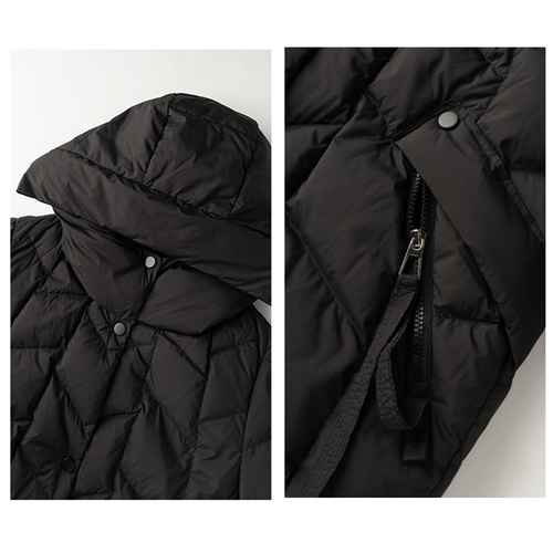 フード付きダウンジャケット 菱形キルティング 暖かいダウンジャケット