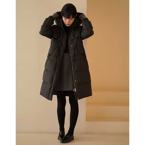 フード付きロングダウンコート ロングコート ダウンコート ブラック M