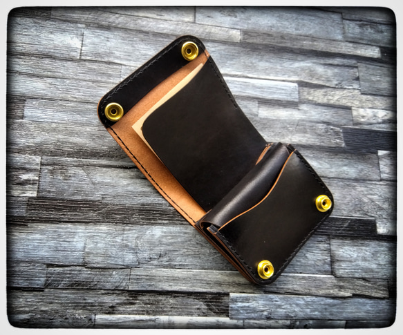 ◇お札を折らない◇トラッカーウォレット ミニ◇差し込み式 茶芯サドル  