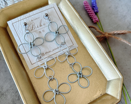 四つ葉のクローバー 水引ピアス/イヤリング ピアス（スタッド・一粒