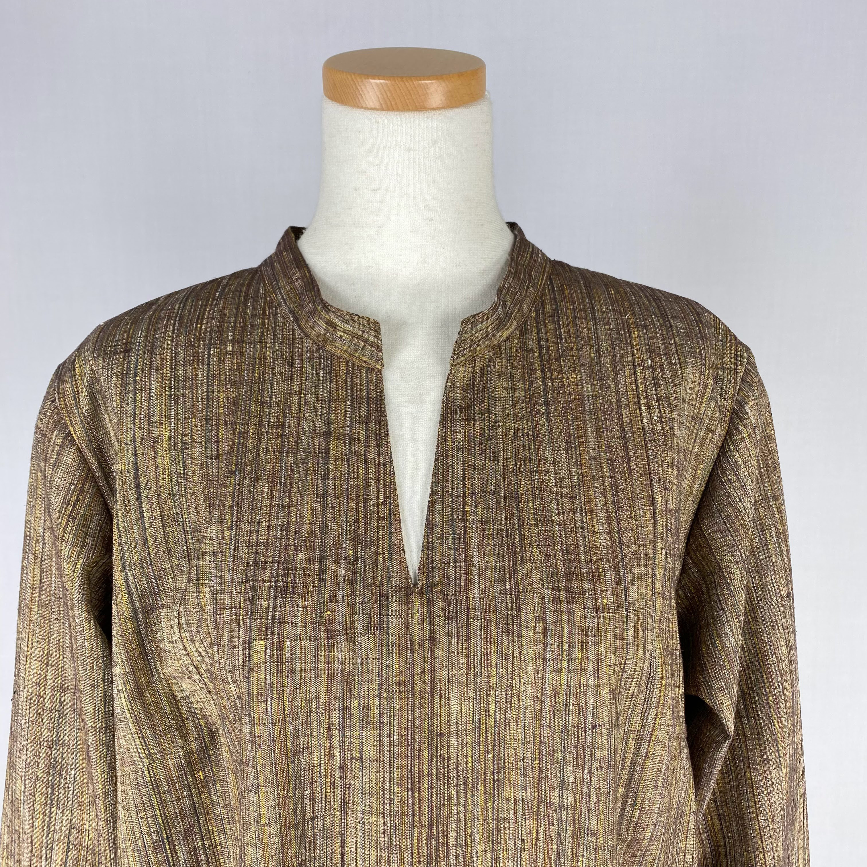 ✨半額SALE　 正絹紬　キーネック　ゆったりワンピース