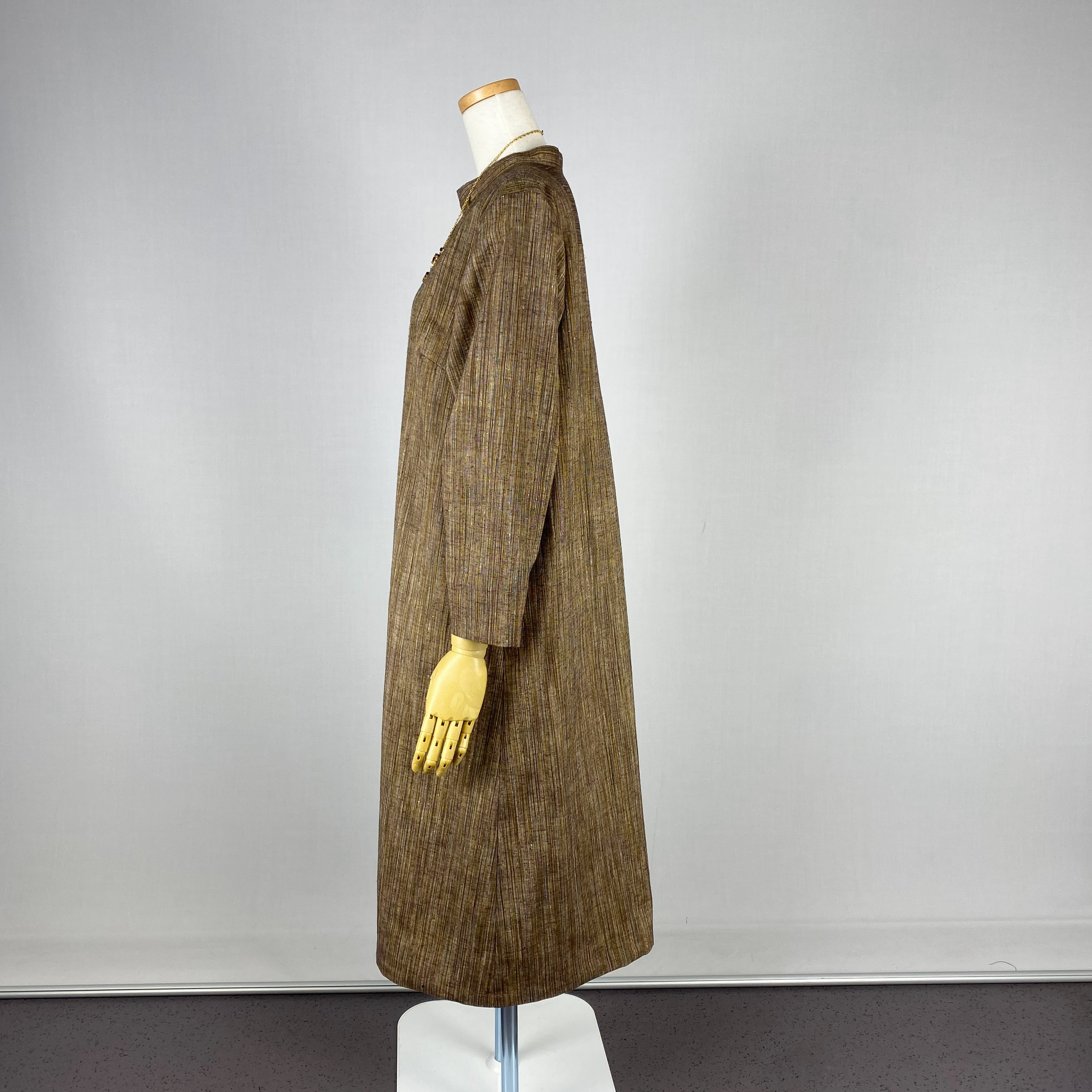 ✨半額SALE　 正絹紬　キーネック　ゆったりワンピース