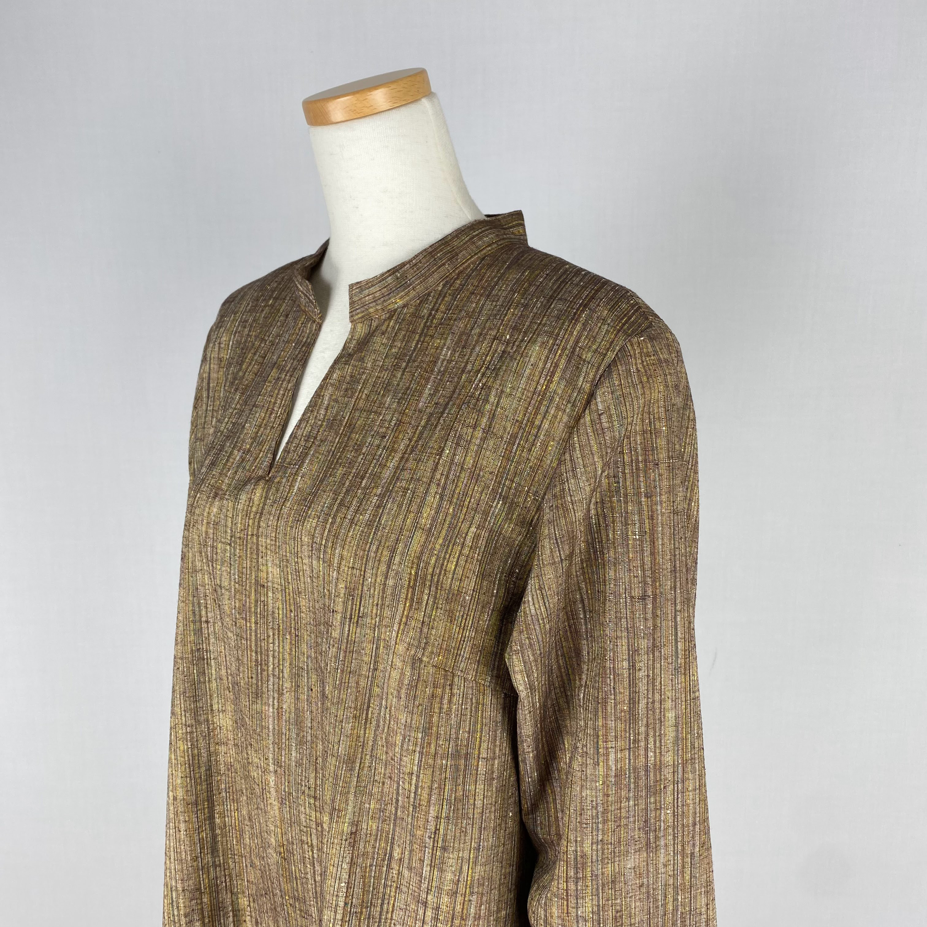 ✨半額SALE　 正絹紬　キーネック　ゆったりワンピース