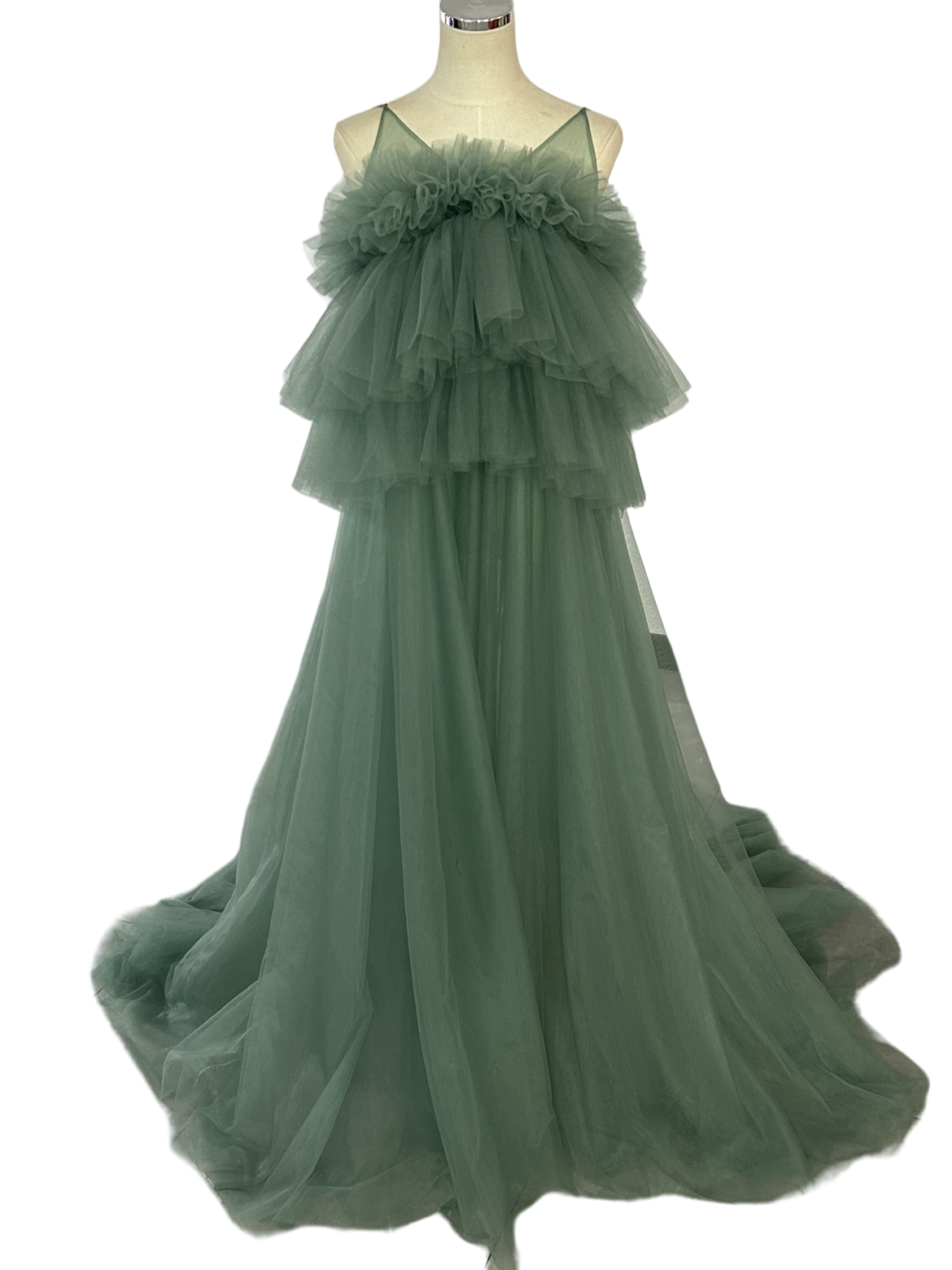 オーバードレス グリーン ソフトチュール 可愛い 前撮り 妊婦 二次会  抜群のおしゃれ見え