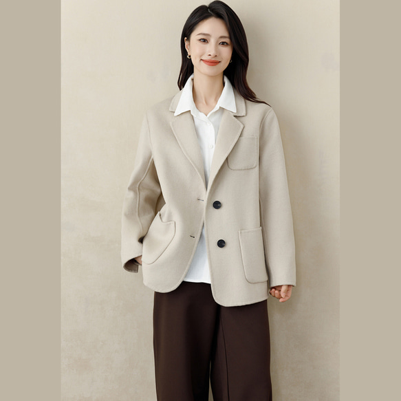 100％純コーンウールスーツ♥新作♥2つの色♥手縫い洋服ダブルフェース