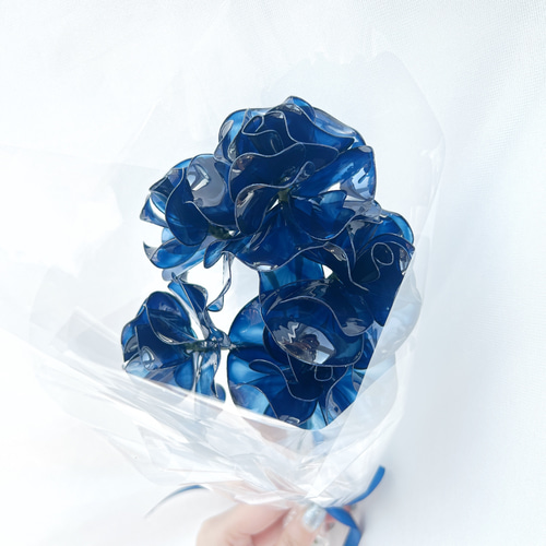 お得なブーケ】青薔薇 5本セット （カラー変更可）b2012 一輪挿し