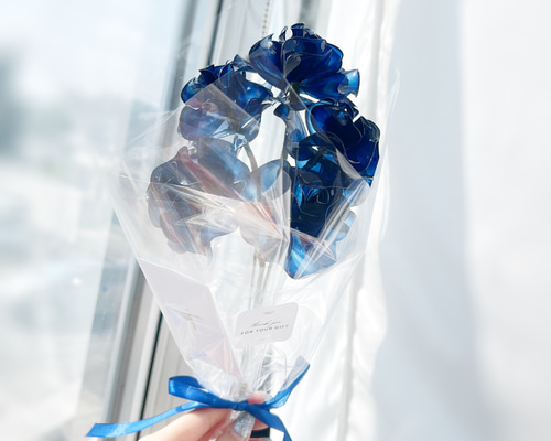 お得なブーケ】青薔薇 5本セット （カラー変更可）b2012 一輪挿し