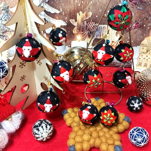 オープン様用手鞠クリスマスポインセチア手毬てまりオーナメント