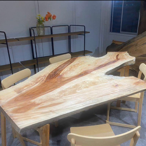 特大] 栃 一枚板 ダイニングテーブル 新品/未使用 杢あり ダイニング  