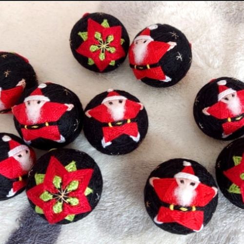 てまり＊『サンタとポインセチアmini』＊チャーム＊花手毬＊クリスマス