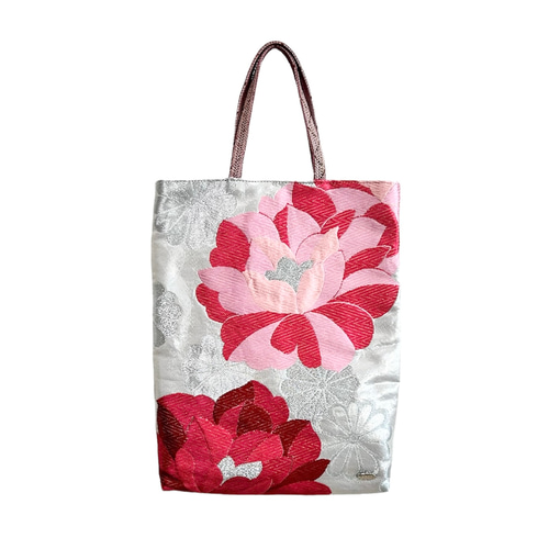 A4ファイルが入る帯をリメイクしたトートバッグ 鞄 和鞄 和バッグ 和柄