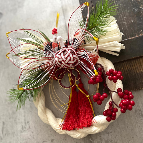 リザードンex sar psa10紅白飾り国産松/ しめ縄ドライフラワー【鶴水