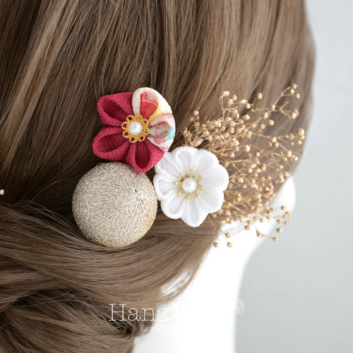 袴 卒業式髪飾り つまみ細工 成人式 髪飾り 卒業式 成人の日 七五三 水