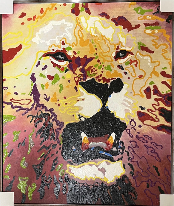 ライオン　動物　アニマル　油画　油絵 Amazon.co.jp: Canorna 油絵 【ライオン】動物 カラフルな動物