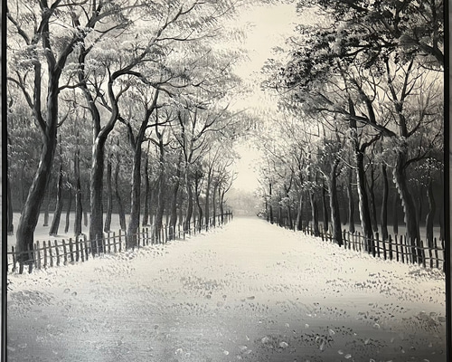 油絵 油彩 油彩画 絵 絵画 【白黒の雪景色】