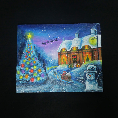 油絵 油彩 油彩画 絵画【Christmas】 絵画 HR 通販 18529749
