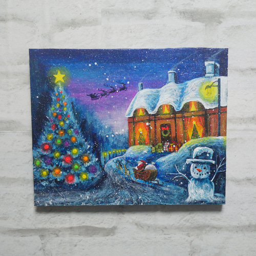 油絵 油彩 油彩画 絵画【Christmas】 絵画 HR 通販 18529749