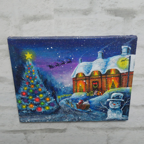 油絵 油彩 油彩画 絵画【Christmas】 絵画 HR 通販 18529749