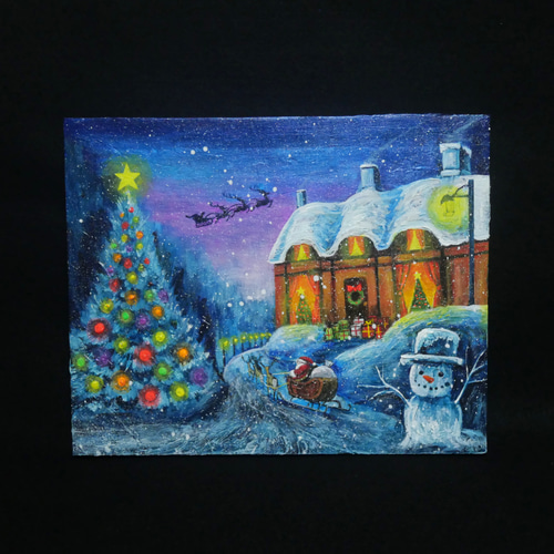油絵 油彩 油彩画 絵画【Christmas】 絵画 HR 通販 18529749｜Creema