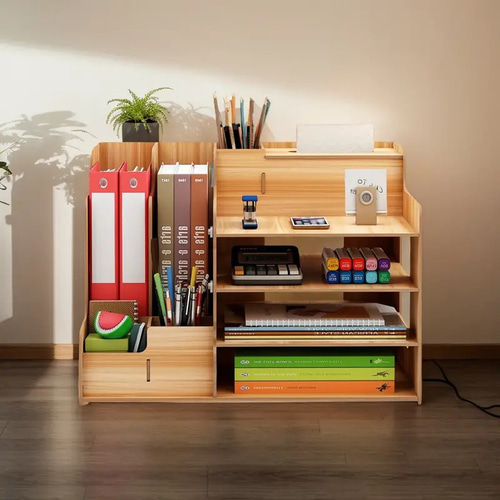 デスクシェルフオーガナイザー、デスクトップ本棚収納ラック、透明