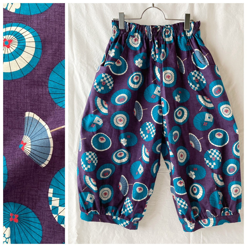 個性が光るバルーンパンツ：80cm（和傘：パープル）