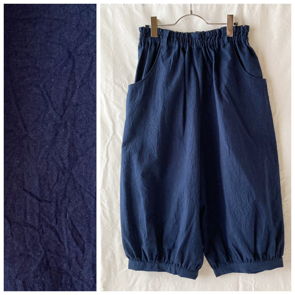 ベーシックを愛するバルーンパンツ：80cm（シュリンクコットン：ネイビー）