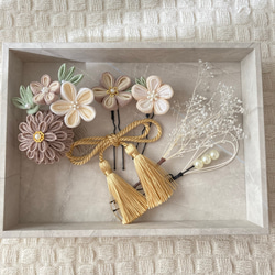 Hankusu薄柿渋 六点］つまみ細工 成人式 卒業式 七五三 前撮り 髪飾り