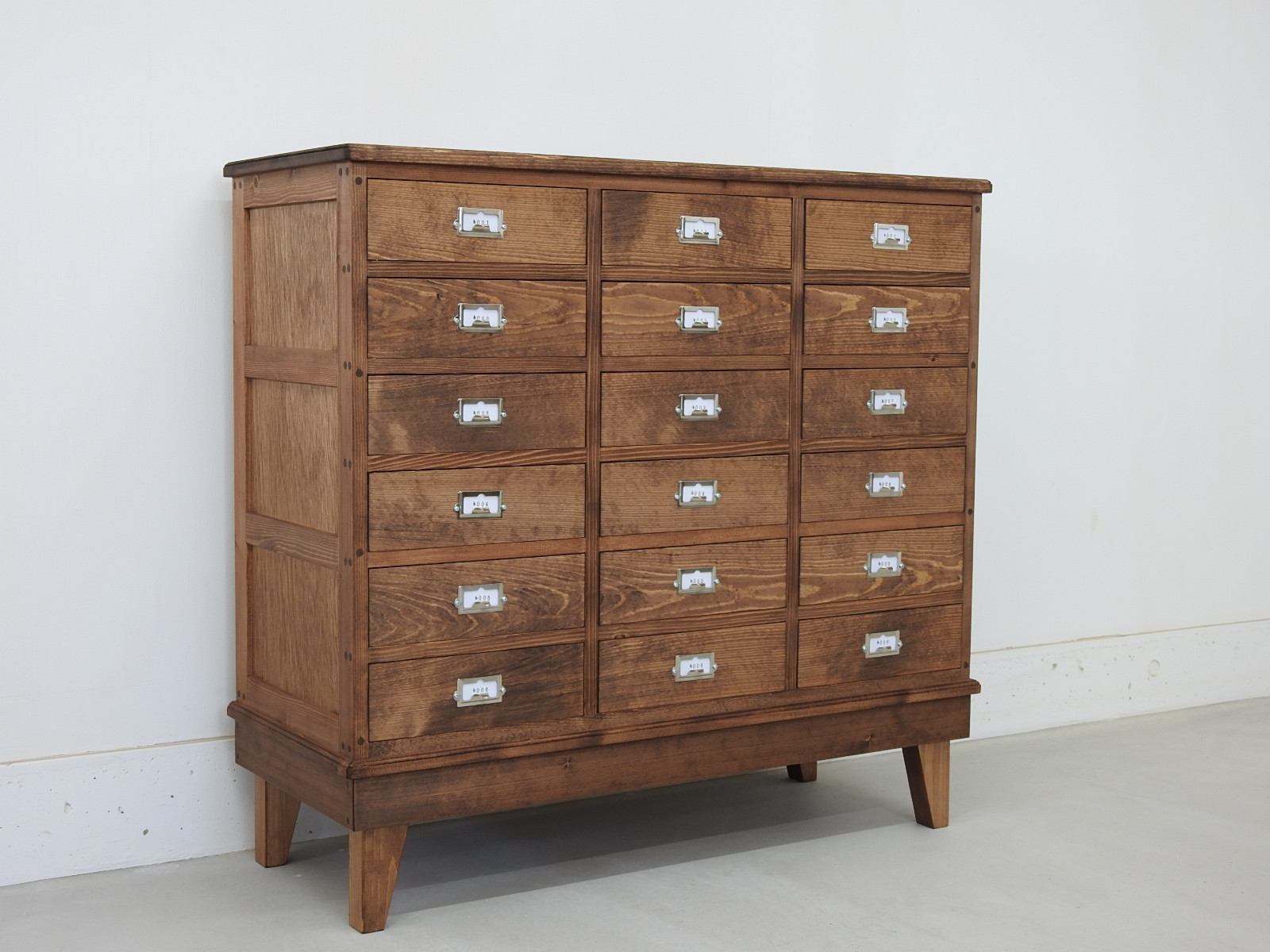 ・【現品販売】W90　足付　引出し収納18杯(S6×3)　[チェスト　タンス　ドロワー　収納棚]