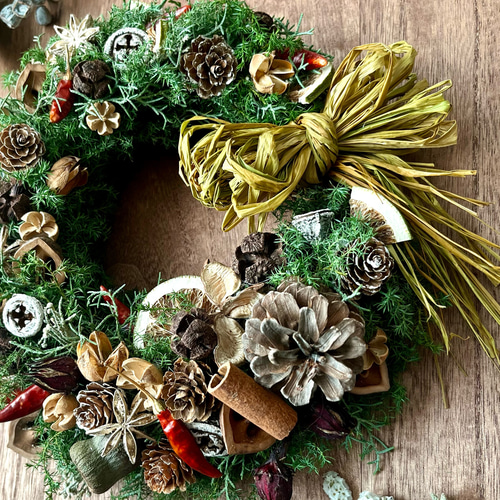 【竜馬君】ドライフラワーリース~クリスマスカウベルリース’25~✽.。 竜馬君様専用】ドライフラワーリース~クリスマスカウベルリース'25