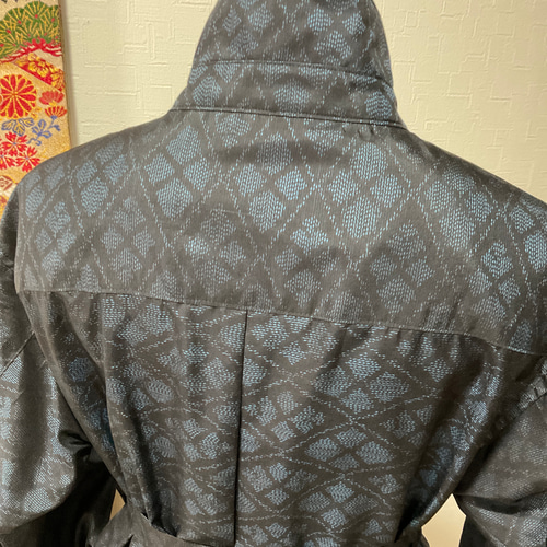 着物リメイク 大島紬着物からシャツカラーコート❣️ 証紙付き 着物 の