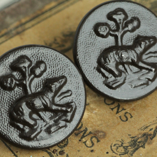 1個】メタルボタン φ16mm ハンティングボタン アニマル 犬? 狼? 狩猟