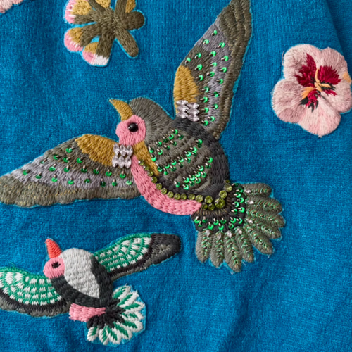 2024新作】ビーズ刺繍フェア島丸首ニット ウール混紡セーター