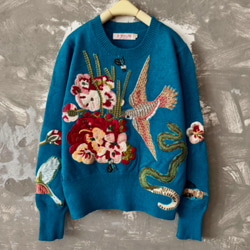 80s「KyouichiFUJITA」ビーズ刺繍入りハンドメイド サマーニット 80s「KyouichiFUJITA」ビーズ刺繍入りハンドメイド サマーニット