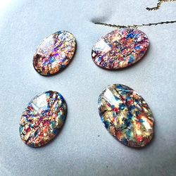 1個 チェコスロヴァキア 12×11mm ヴィンテージガラス ハート ファイア