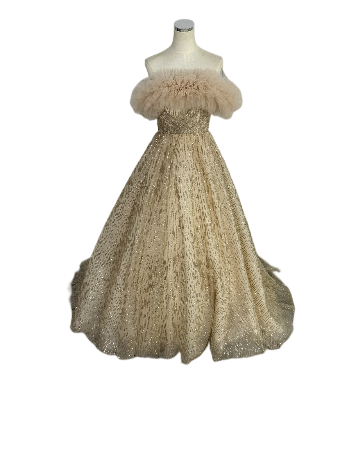 ウエディングドレス カラードレス 薄シャンパンの色 取り外しオフショルダー エレガント 編み上げ 披露宴/結婚式