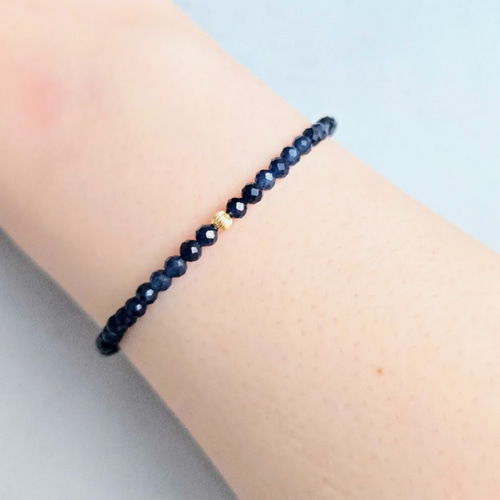 再販】14kgfサファイアブルーアンバーブレスレット