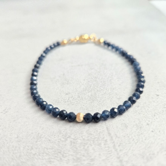 再販】14kgfサファイアブルーアンバーブレスレット