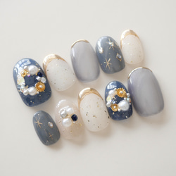 夏の大人インクネイル-blue-◇ネイルチップ【natsu-No.13】 ネイル