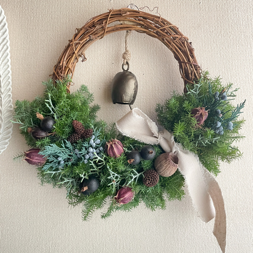 優しいクリスマスリース ベル クリスマスリース 玄関 インテリア