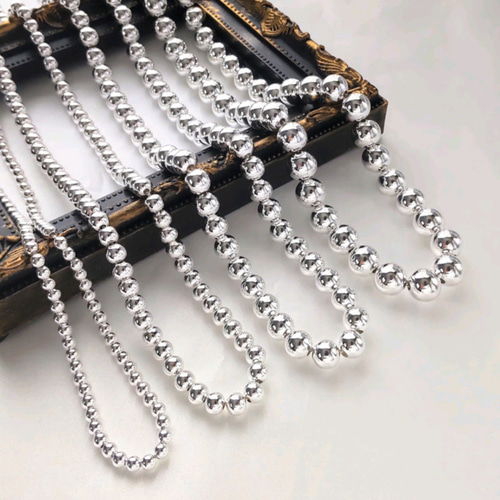 16 シルバーボールチェーンネックレス【6mm／50cm】｜ナバホ風 s925