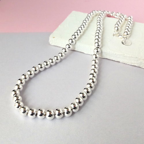 16 シルバーボールチェーンネックレス【6mm／50cm】｜ナバホ風