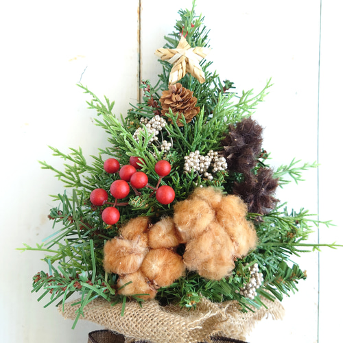コットンフラワーのクリスマスツリー 壁掛け Christmas tree コットンフラワーのクリスマスツリー 壁掛け Christmas tree その他