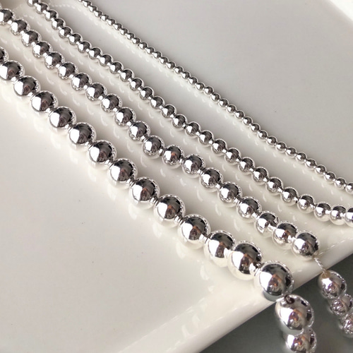 91 シルバーボールチェーンネックレス【10mm／50cm】｜ナバホ風 s925