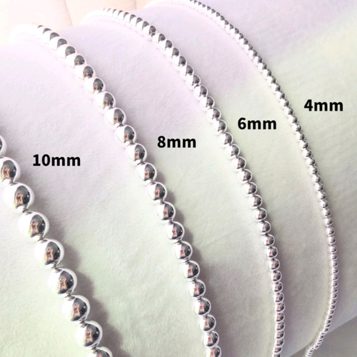 91 シルバーボールチェーンネックレス【10mm／50cm】｜ナバホ風 s925