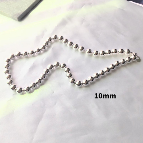 91 シルバーボールチェーンネックレス【10mm／50cm】｜ナバホ風 s925